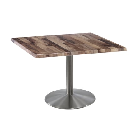 Holland Bar Stool Co 30" Tall OD214 Stainless Steel Table Base 22" Diameter 36"x36" Square Rustic Top OD214-2230SSOD36SQRustic